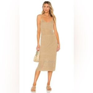 Line & Dot Tan Midi Dress
